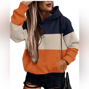 Navy,Orange and Tan Hoodie